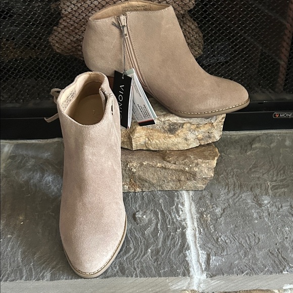 Vionic Beige Suede Ankle Booties - Picture 2 of 6